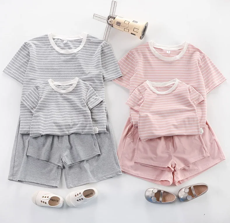 

striped pajamas family matching clothes outfits look summer sleepwear mother daughter father son pyjamas family clothing sets