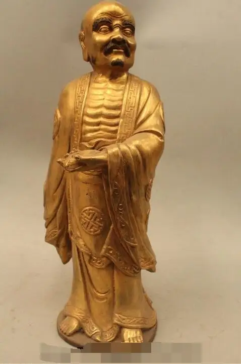 

S6067 16 "Chinese Buddhism Bronze Stand Arhat Damo Bodhidharma Dharma Buddha Statue D0318