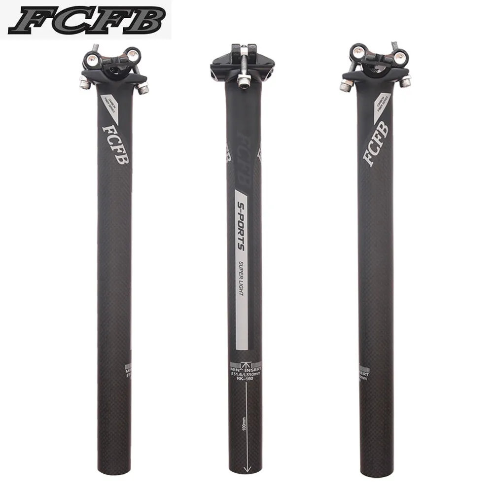 2017 FCFB Black sliver carbon seatpost 0mm Mountain Road Carbon Fibre