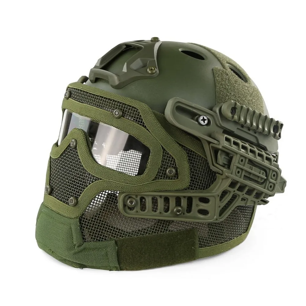 Быстрый Тактический шлем Molle в сочетании с полной маской и очками для страйкбола пейнтбола CS и других видов активного отдыха свободный размер