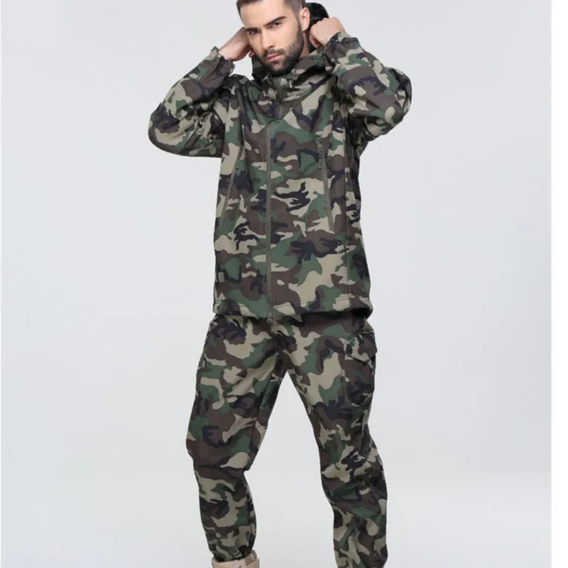 Sports Hunting Camping Thermal Tactical Anti-wear Hiking Suits Men Outdoor Sets Waterproof Breathable Softshell Jackets+Pants | Спорт и