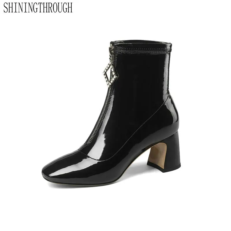 

New Ankle Boots for Women Genuine Leather Spring Autumn Warm Women Shoes Woman High Heels Retro Party Pumps Basic Boots
