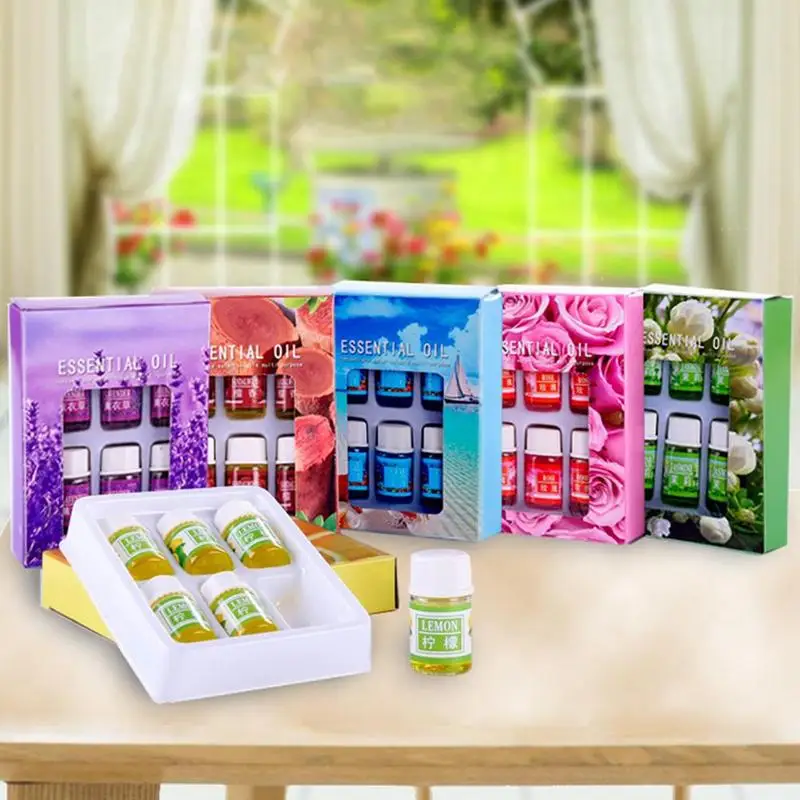 

6Pcs/Box Essential Massage Aroma Oils Rose Lavender Essential Oils Aromatherapy Diffusers Massage Fragrances Lemon Ocean Oil