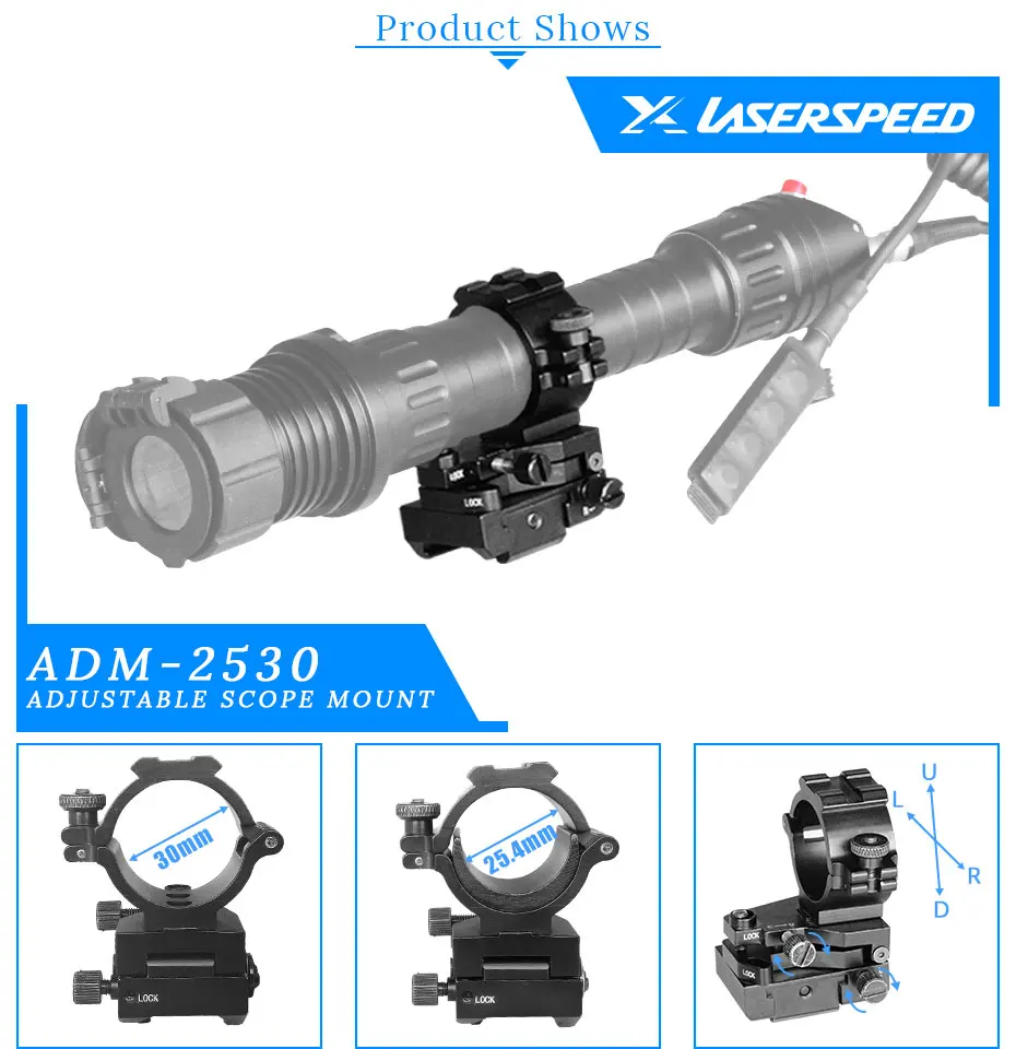 Windage para 20mm Alta Qualidade Anel Tactical Laser Sight Lanterna Rifle Scope Montagem Ajustável Elevação Sistema Ferroviário 25.4mm 2 Cheap Acessórios e suporte de extensão