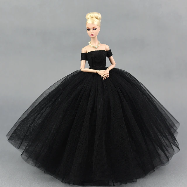 1/6 BJD Dolls Accessories Classic Black Style Evening Dress For Barbie Doll  Clothes For Barbie