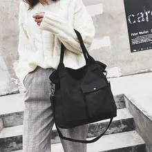 Холщовая Большая вместительная сумка на плечо, модные однотонные мягкие повседневные сумки через плечо для женщин, сумка-мессенджер, женская сумка на плечо# G30