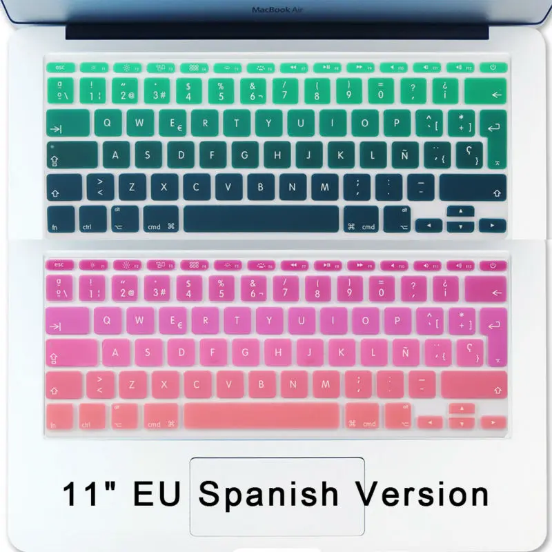 Air 11 inch Spanish Keyboard Cover Gradient Euro Enter Silicone Spain Keyboard Stickers for Apple MacBook Air 11.6 Air 11 inch Spanish Keyboard Cover Gradient Euro Enter Silicone Spain Keyboard Stickers for Apple MacBook Air 11.6