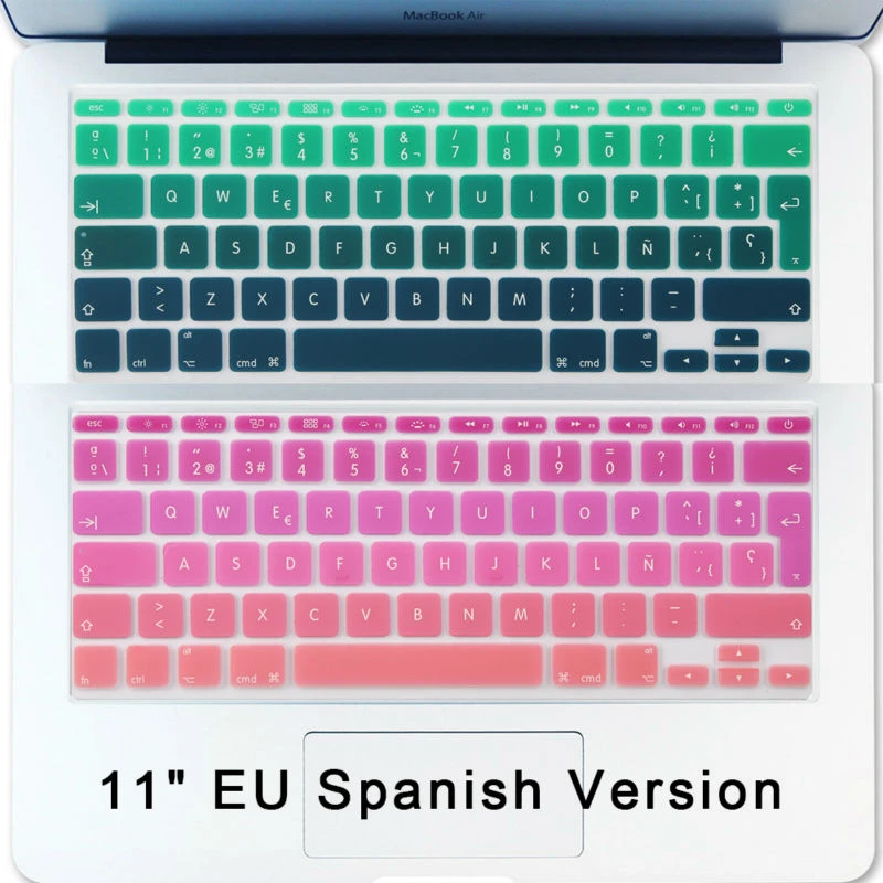 Red Almencla Thin Silicone Keyboard Protector Cover Skin Spanish Phonetic European Suitable for 11inch MacBook 
