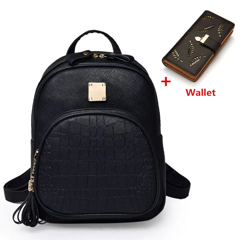 Женский рюкзак Pu кожаный рюкзак для девочек корейский женский школьный рюкзак Sac A Dos мини-сумка Высокое качество Mochila рюкзак - Цвет: SET3