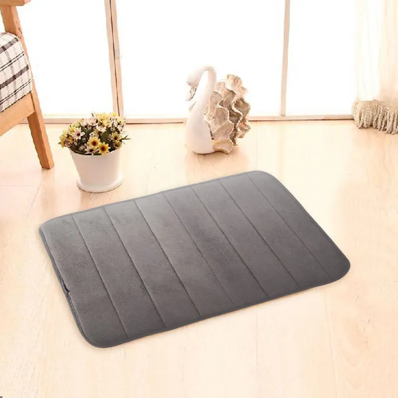7 Colors New Velvet Fabric Memory Foam Bath Mats Bathroom Horizontal