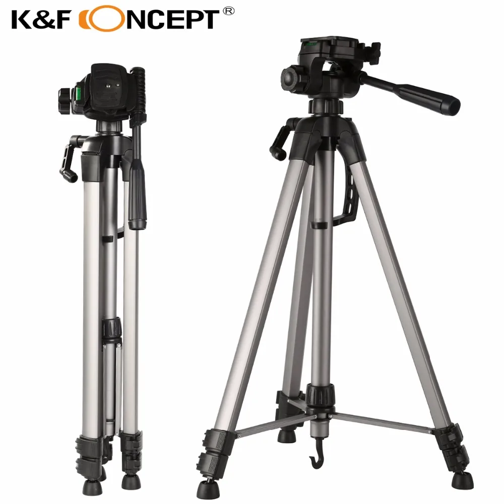 

K&F CONCEPT Light Pod 168cm/66" Extendable Light Weight Travel Camera Tripod kit with 3 Aluminum Alloy Sections for DSLR Cameras