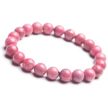8 мм Натуральная красный натуральный Родонит Браслеты для Для женщин Lady Подвески Круглый шарик растянуть браслет