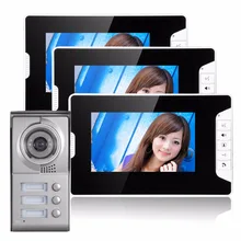 3 Units Apartment Doorbell 7″Night Vision Home Security Door Camera Video Door Phone For Villa Hand-Free Intercom