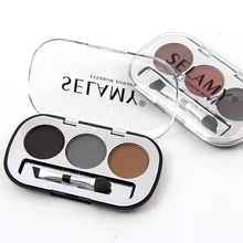 Порошковые тени для бровей Природный долговечный Водонепроницаемый бровей Палетка прессованной пудры глаза Косметика с кистью 3 цвета/комплект