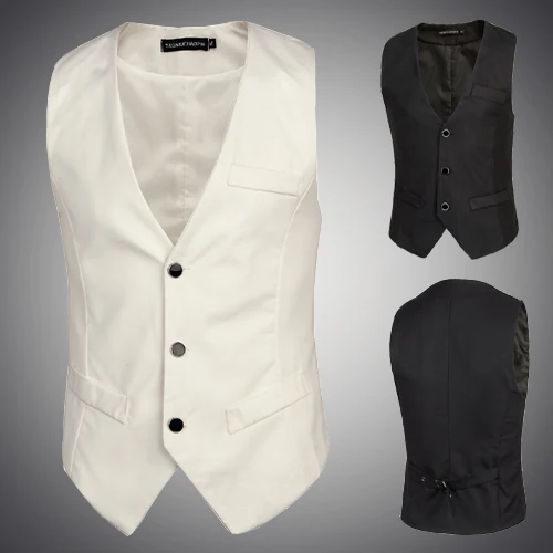 White Suit Vest Coat Men Clothes 