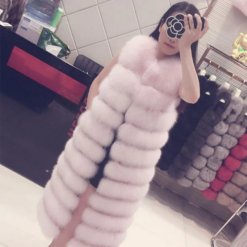 

2018 new style Popular whole fur fox fur hat imitation fur coat women's long sleeveless vest NV052