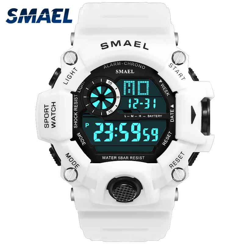white digital watch mens