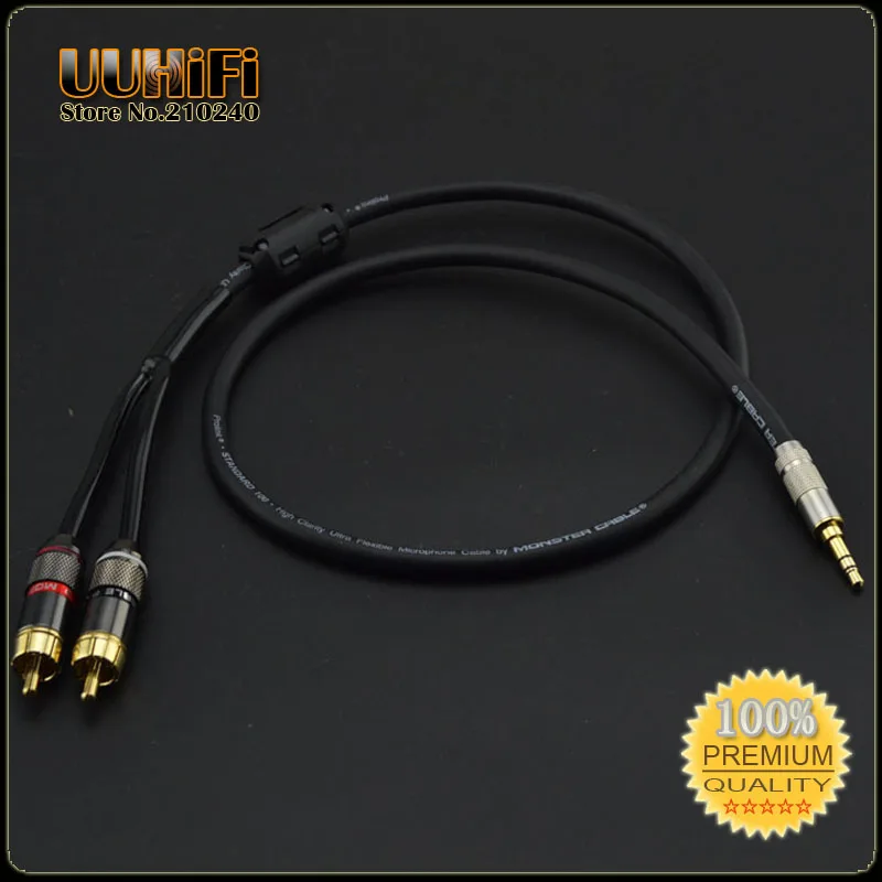 70OFF HIFI 3.5mm to 2 RCA Stereo DIY RCA Audio Cable for Mp3 AMP DAC