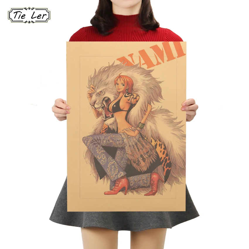 

TIE LER Classic Anime One Piece Nami Kraft Paper Poster Retro Home Decor Wall Sticker Decorative Painting 50.5 X 35cm
