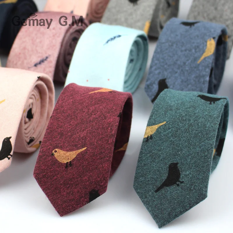 Fashion Ties for Men Cotton Narrow Tie Skinny Cravat Neckties for Winter Men Party Skinny Tie Casual Printed Neck Ties Neckwear