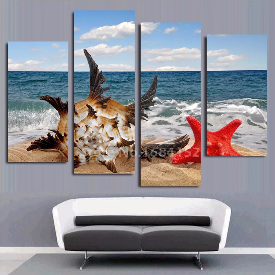 

4 pcs/set,Natural landscape,Diy Diamond Embroidery,Starfish,Diamond Painting Cross Stitch,Diamond Mosaic picture home decor A336
