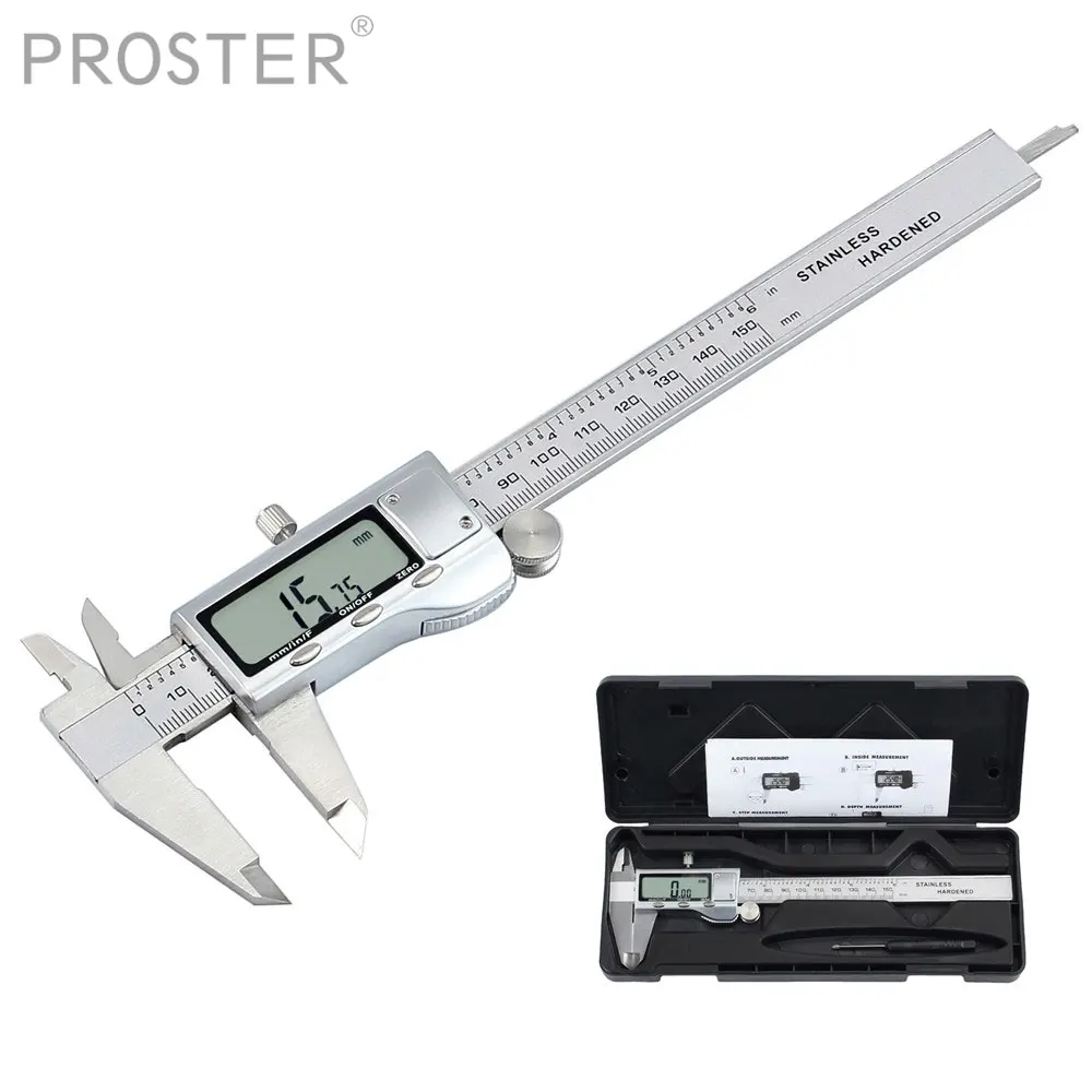 0 150mm/6" Stainless Steel Digital Vernier Caliper Inch/Metric/Fraction