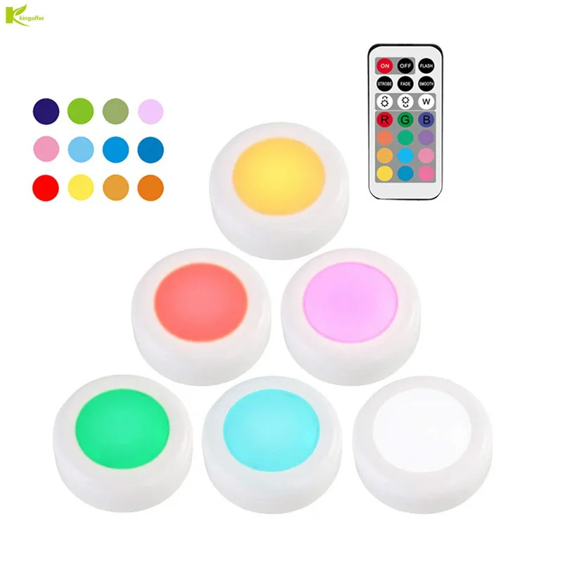 

Wireless LED Puck Lights RGB 12 Colors Dimmable Touch Sensor led Under Cabinet Light For Close Wardrobe Stair Hallway Night lamp
