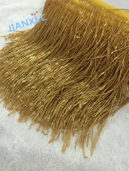 

15cm top selling 5 yards gold beaded tassel fringe DiuDiu-72016 beads tube for dress decoration