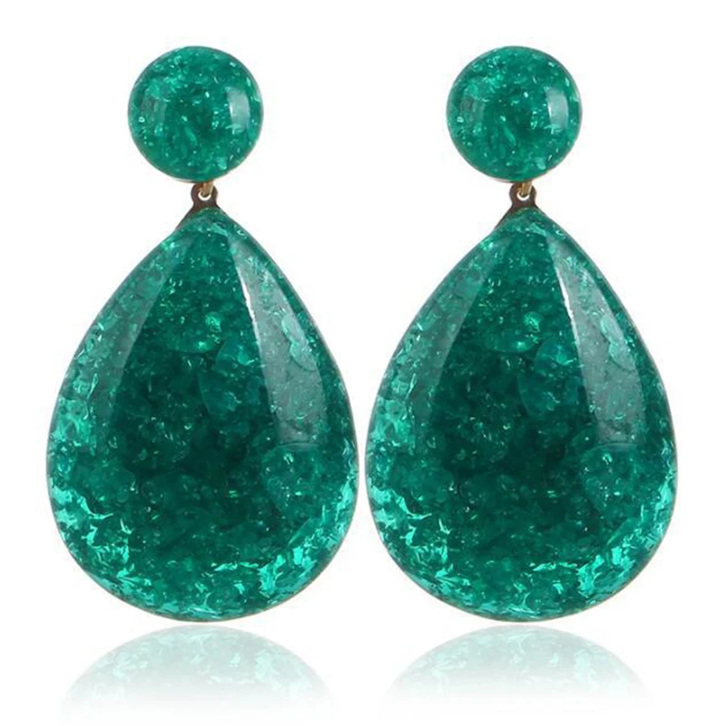 2019 NEW Vintage Big Resin Green Water Drop Earrings For Women Boho Fashion Jewelry Simple Crystal Dangle Earring Gift Hot Sale | Украшения
