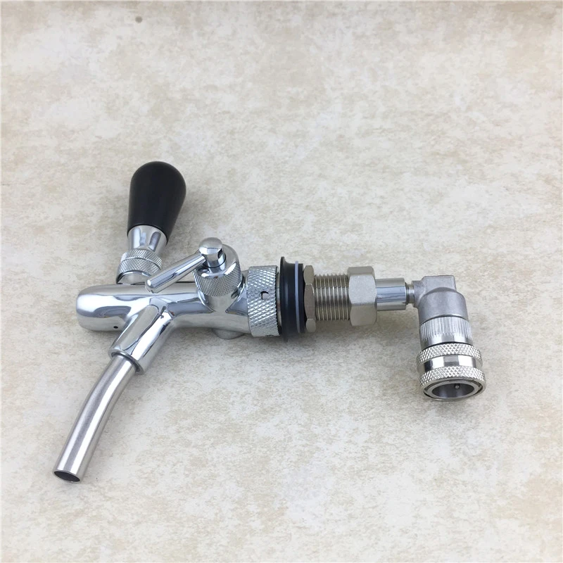 

Adjustable Draft Beer Tap Faucet with Flow Controller Chrome Plating Shank with Stainless Steel 304 Liquid ball lock Tap Kit