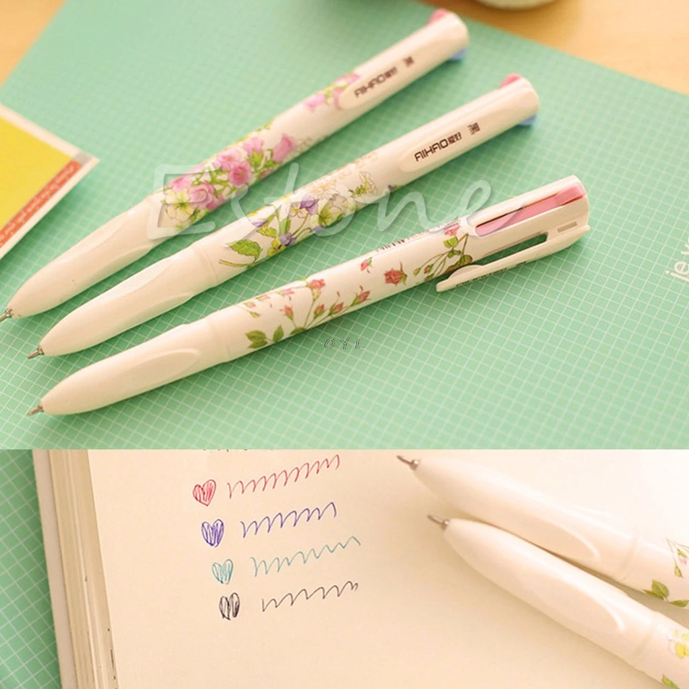 

3PCS 4 Colors in 1 Pen Stationery Summer Story Multicolor Ball Point Pens