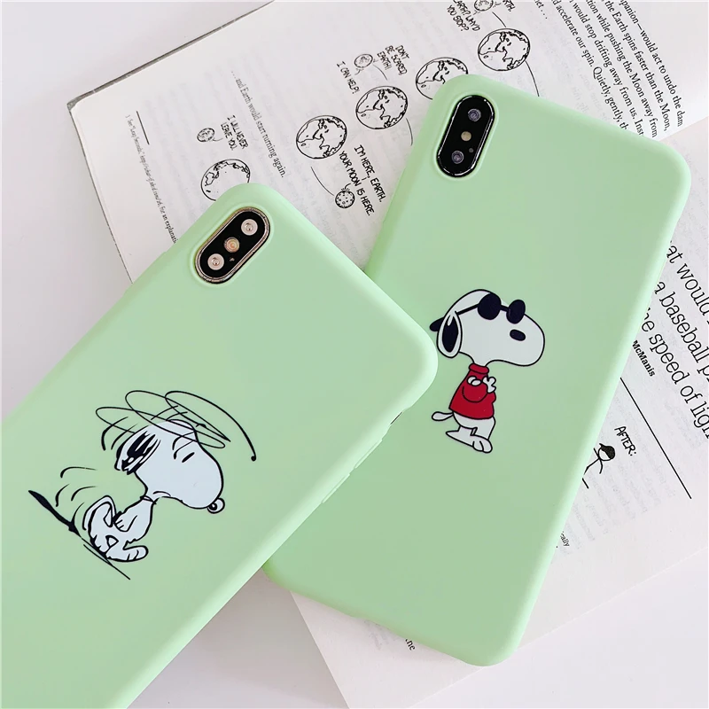 

Solid color Snoopy phone case for iphone 6 7 8 x xs xr xs max 6s plus for apple case Cartoon cute mobile phone soft shell