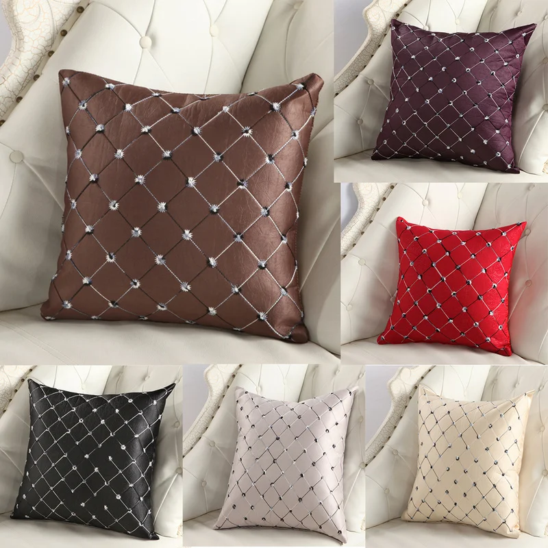 

Solid color lattice embroidered decorative pillows Sofa Waist Throw cushion cover 43x43cm Home Decor Cushion Covers for sofa