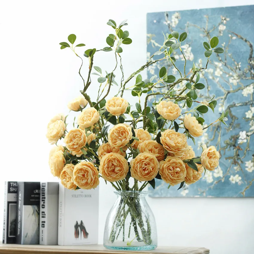 roses artificial peonies silk fabric flower fake flower wedding bouquet home decor  (107)