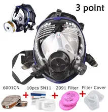 3 Point Chemical mask 17in1 suits Gas Mask acid dust Respirator with 3M 6001 2091 Filter Full Face Gas Mask