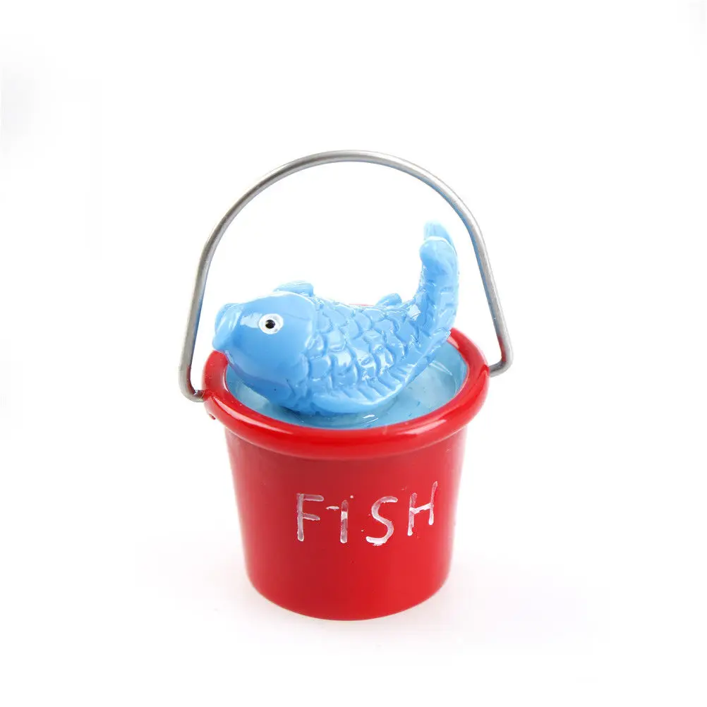 Miniature Dollhouse FAIRY GARDEN Accessories ~ Red Metal Pail with Seashells