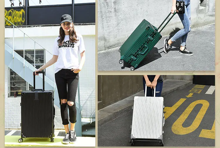 ZYJ Men Women Travel Trolley Luggages Hard Girls Aluminum Frame Alloy Business Rolling Airplane Luggage 20 24 29 Inch Suitcase (3)