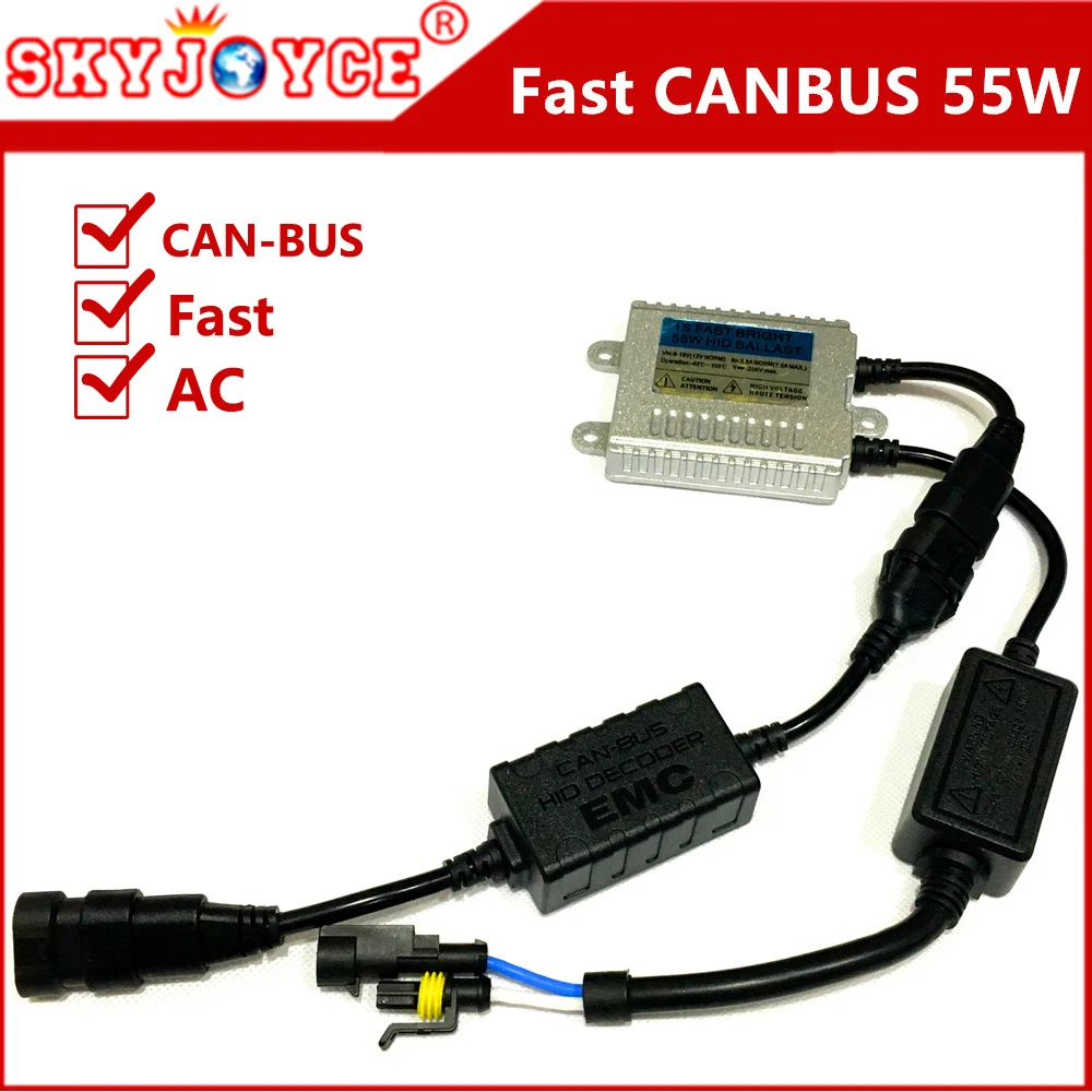 

1 X Fast bright 55W Ignition Block Slim CANBUS Ballast AC Xenon for hid kit H4 xenon H7 H11 H27 HB3 HB4 H1 styling Car emblem