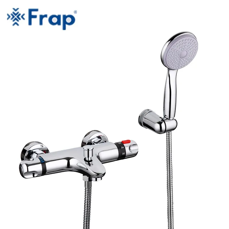 US $49.59 Frap 1 Set Thermostatic bathroom bathtub Faucet Shower Bath shower Faucet set Cold and Hot Water Mixer Short Nose Double Handle