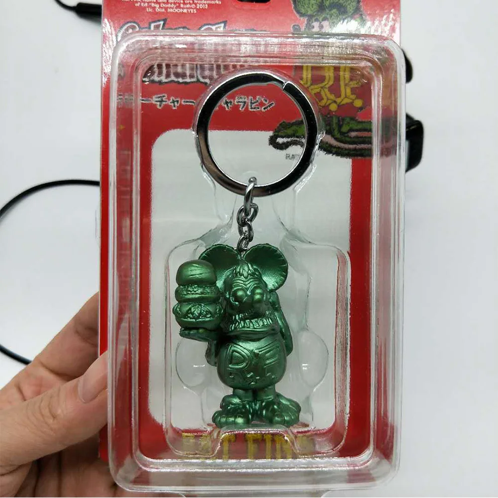 Rat Fink ED Big Daddy Roth Keychain Key Chain Figures Ratfink Doll Key Ring