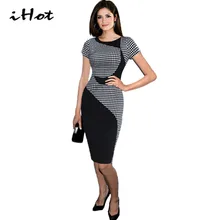 Sommer frauen elegante filmstars kurzarm baumwolle stretch geschäfts arbeit cocktail bleistift, figurbetontes kleid party tartan Kleidung