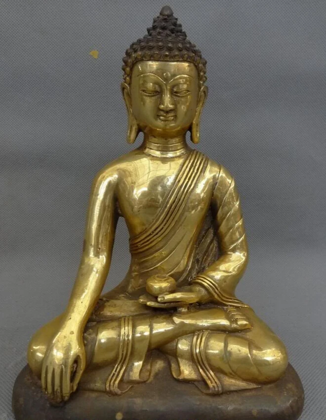 

S3946 8" Tibet Bronze Gilt Buddhist Collect Sakyamuni Shakyamuni Bowl Buddha Statue D0317