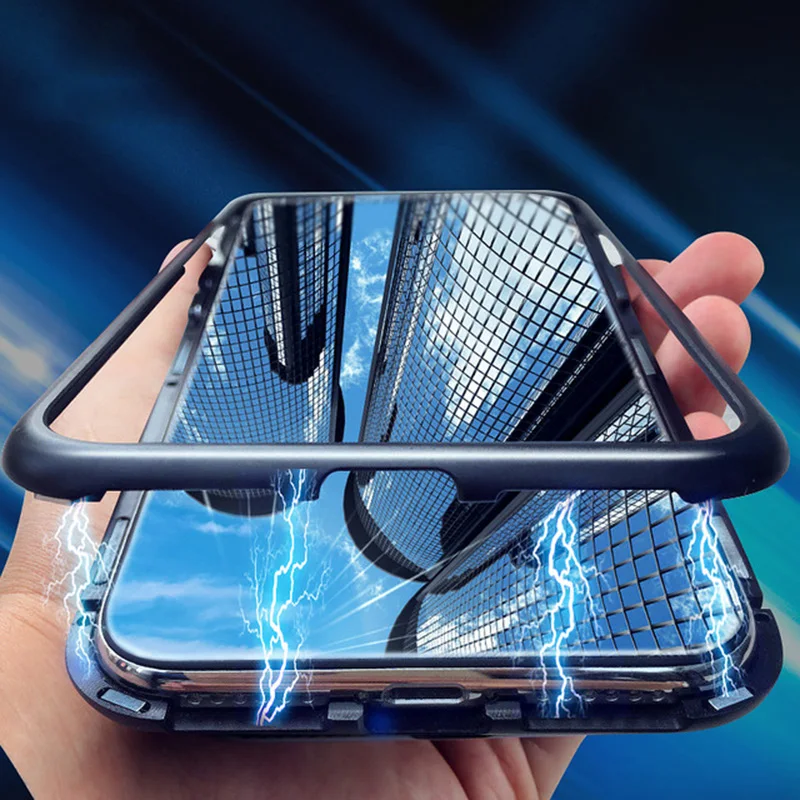 360 Magnetic Adsorption Phone Case for For Samsung Galaxy S9 S8 Plus S7 Edge Tempered Glass Back Magnet Cover Note 9 8 | Мобильные
