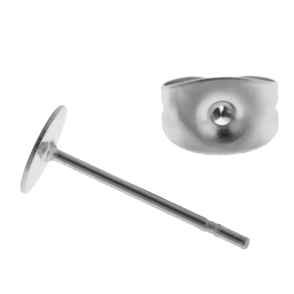 120 Pairs Hypoallergenic Stainless Steel Pin Stud Back Lock Post Pad Blank Crafts DIY Jewelry Making Findings