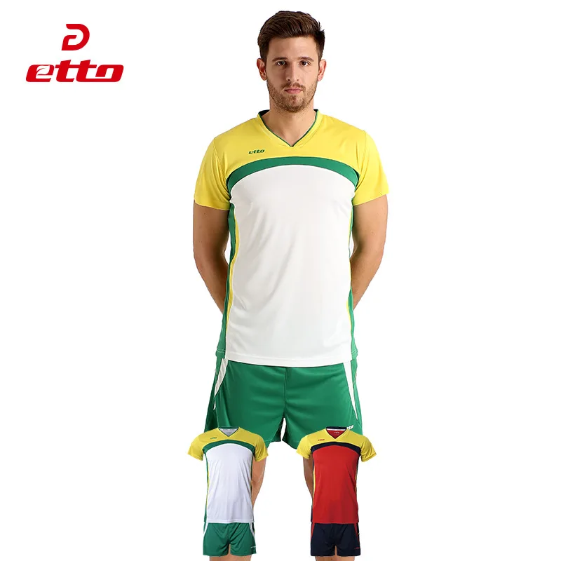 

Etto Men Short Sleeve Volleyball Jersey Set Male Breathable Quick Dry Sportswear Volleyball Uniforms Training Tracksuit HXB015
