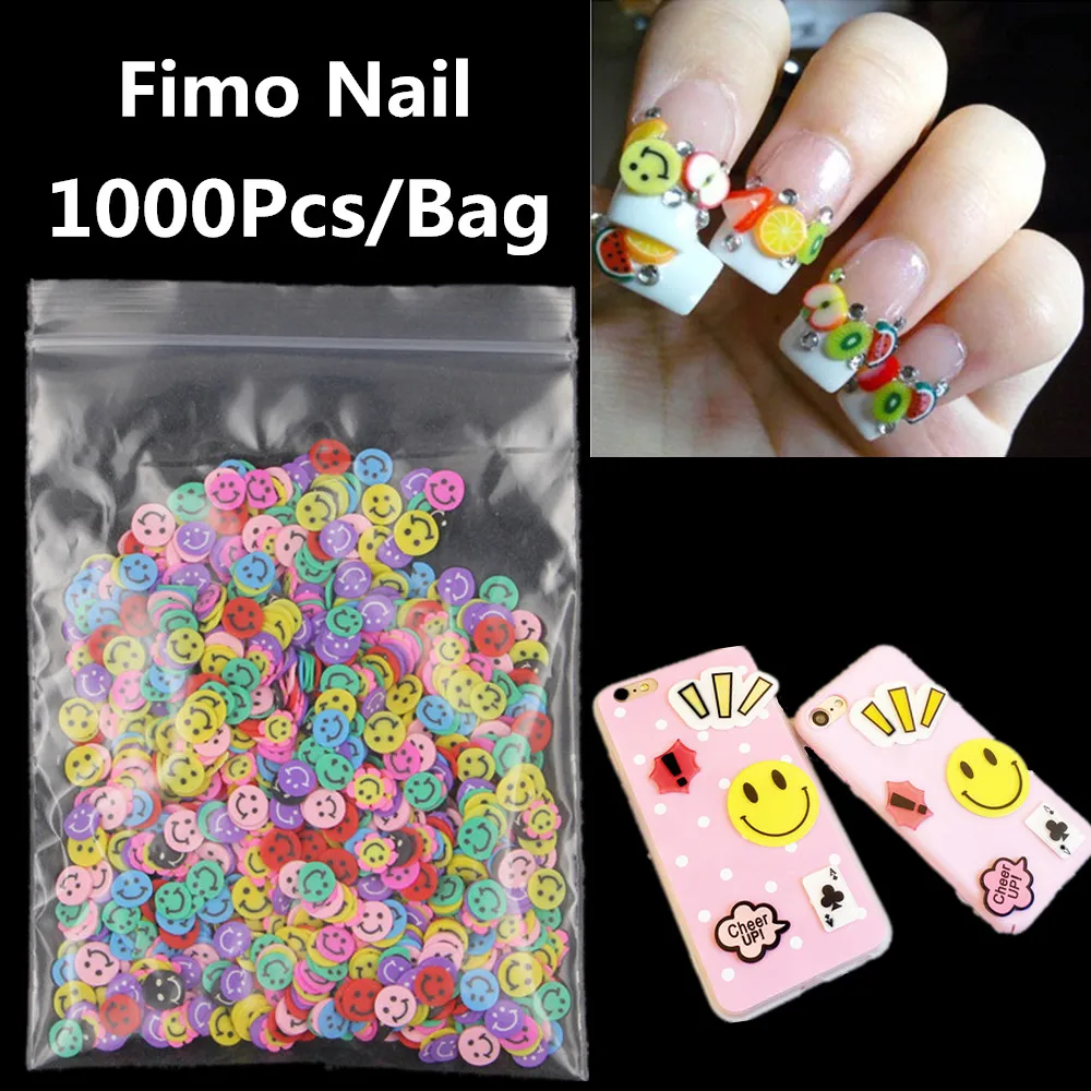 Fimo Polymer Clay Nail Art 1000Pcs New 3d Lovely Smile Carttoon Pattern