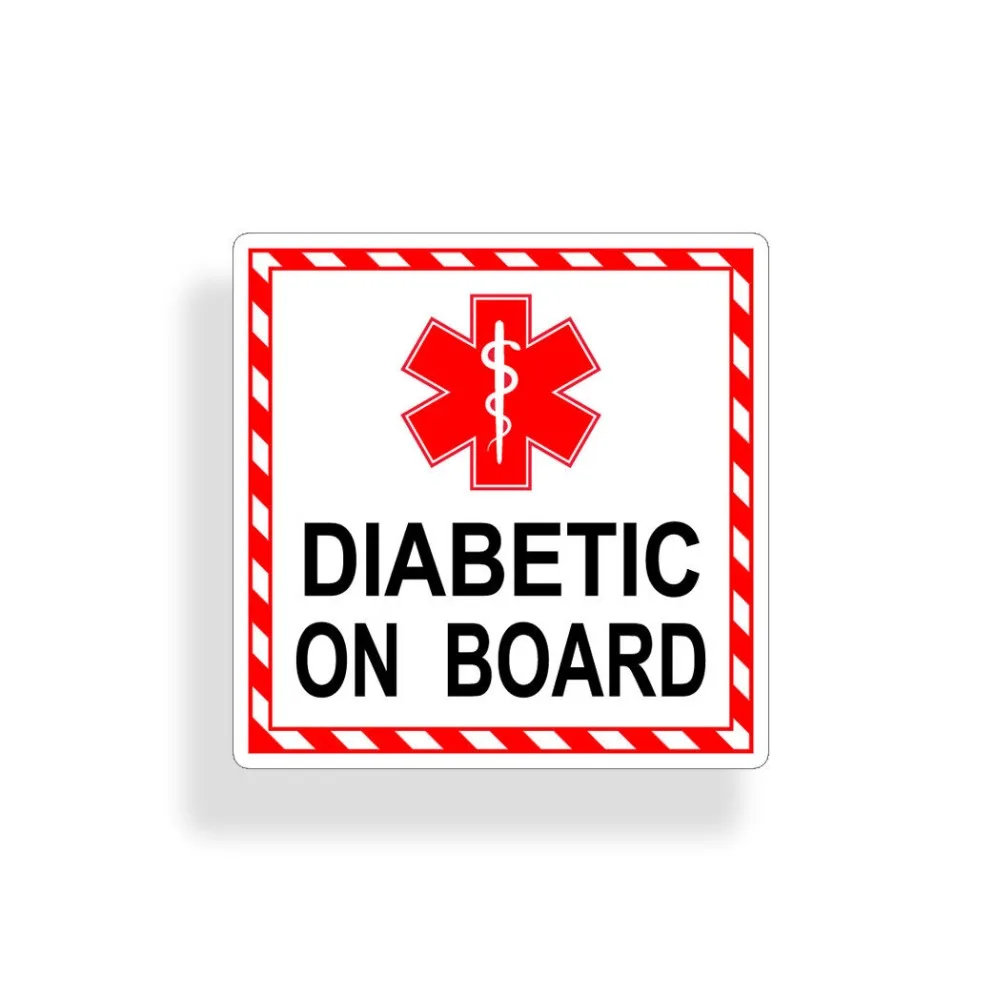 

Diabetic On Board Sticker Medical Safety Alert Emergency 911 Car Window Decal