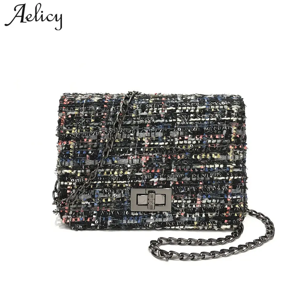 

Aelicy 2019 new design bag female wool woman designer bags luxury high quality chains messenger bag women small soft handbags A