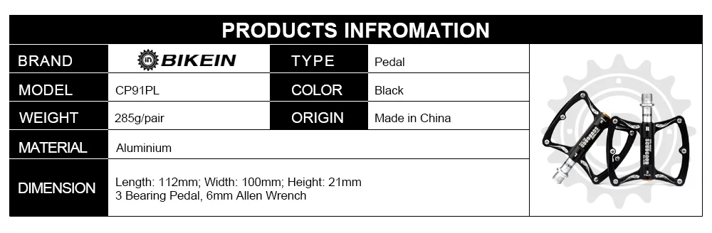 Bikein 3 герметичный подшипник дорога/горный велосипед педаль 9/1" с ЧПУ Алюминий Велоспорт MTB BMX Педали для автомобиля занос нескользящей 4 цвета Запчасти для велосипедов 285 г