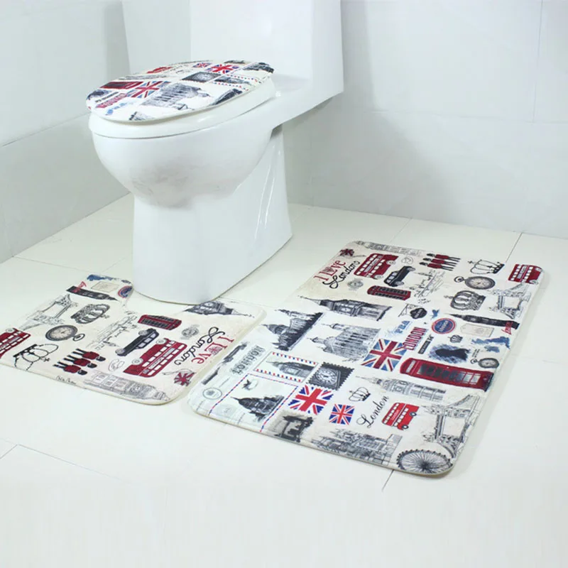 

3Pcs Bathroom Mat Set Bath Anti Slip Rug Soft Foam Toilet Mat Bath Rugs Suit 2018ing